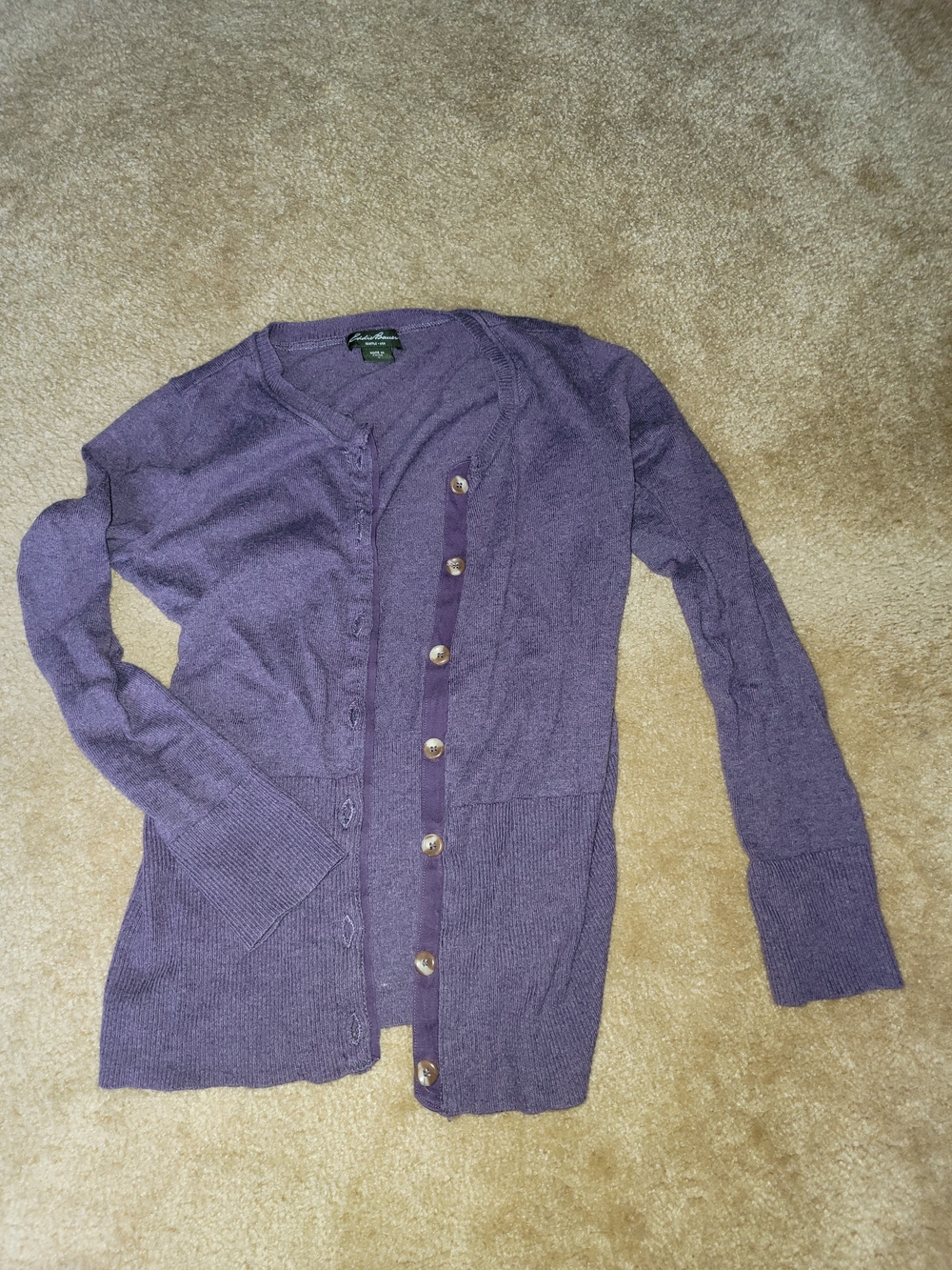 Eddie Bauer Purple Button-Up Cardigan S